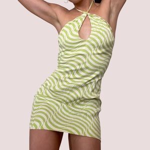 Zara Swirl Print Satin Halter Dress - Size Small